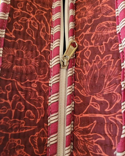 Maroon Bloom Zipper Tote