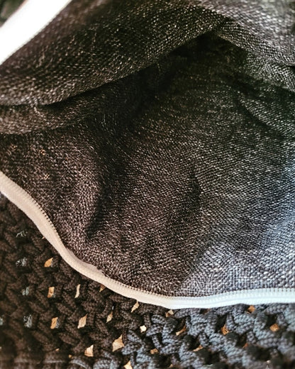 Black Macrame Zipper Tote