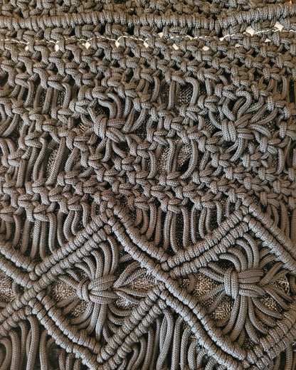 Black Macrame Zipper Tote