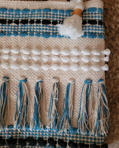 Blue Fringe Handloom Tote