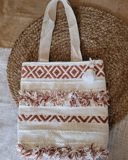 Rust Geo Handloom Tote