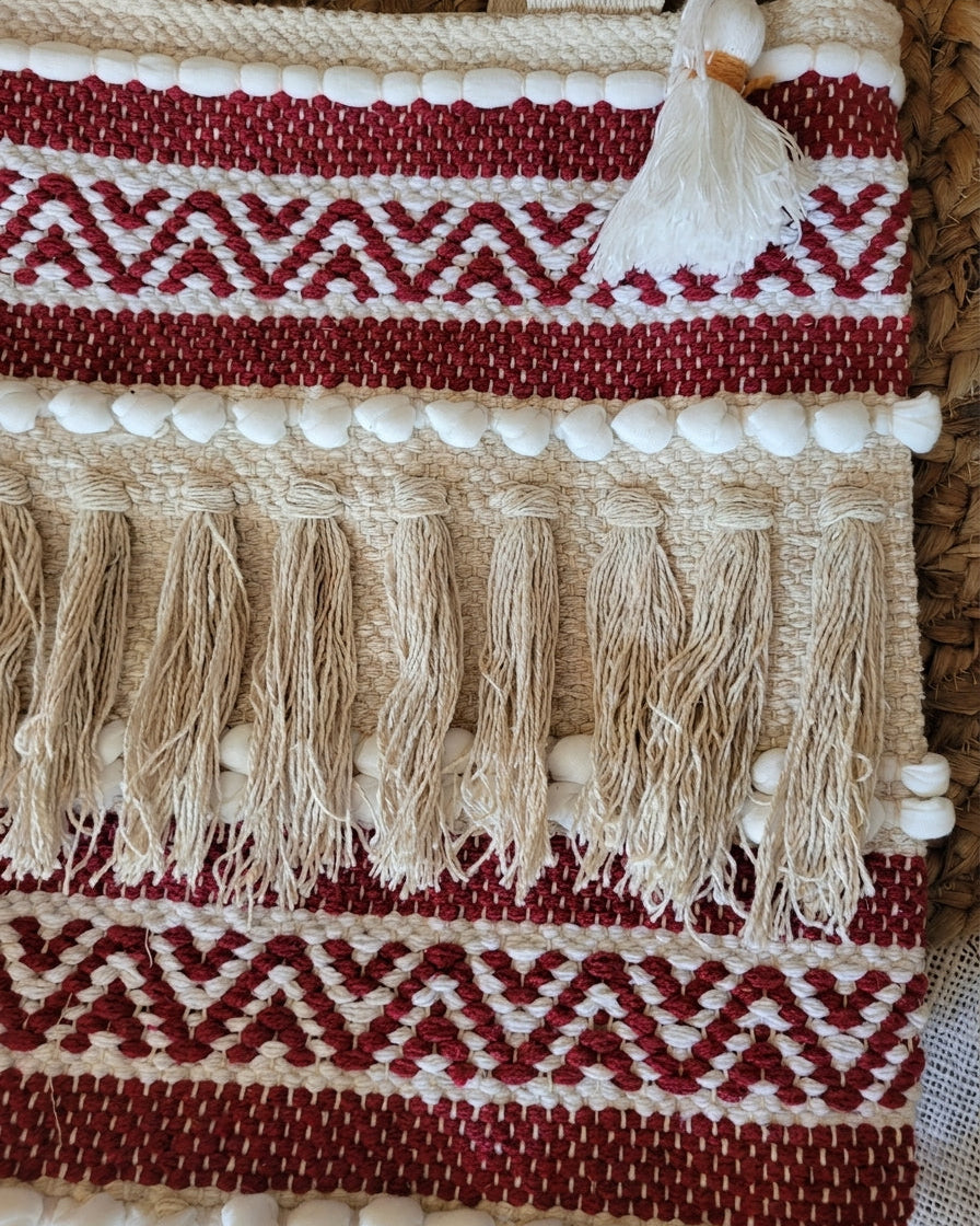 Maroon Geo Handloom Tote