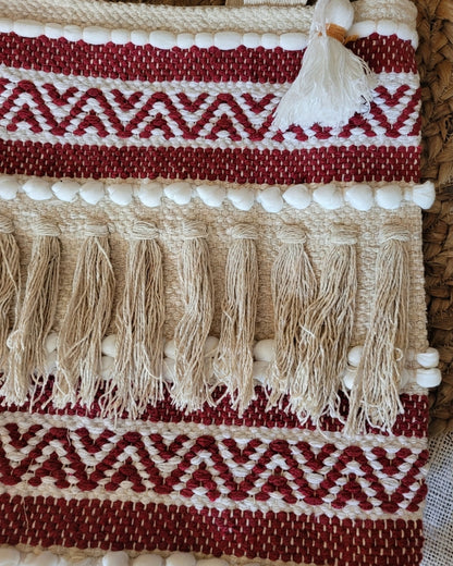 Maroon Geo Handloom Tote