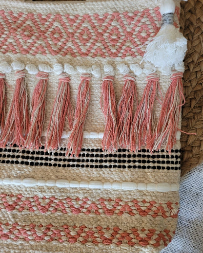 Blush Fringe Handloom Tote