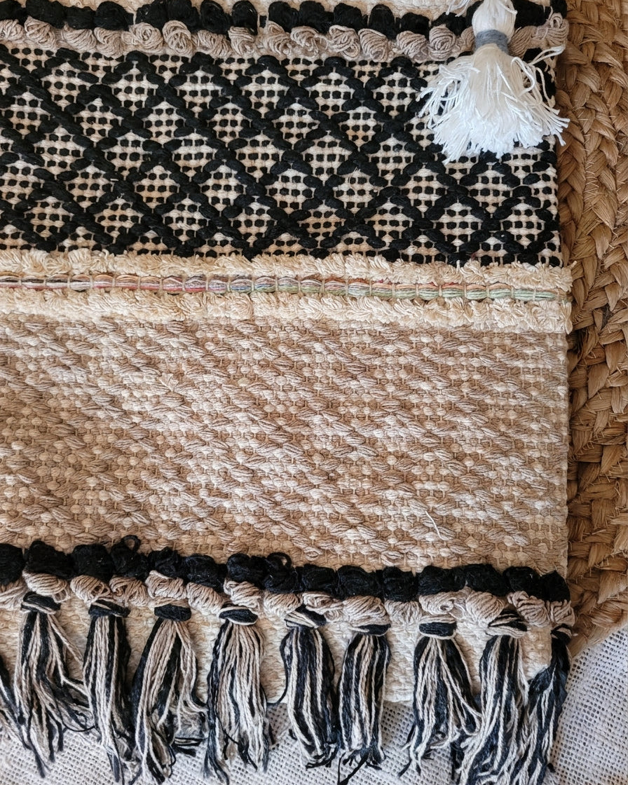 Black Lattice Handloom Tote
