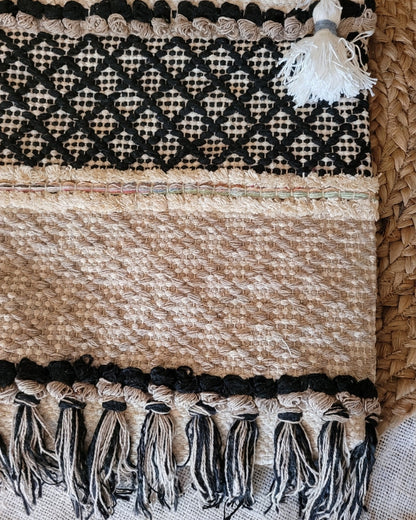 Black Lattice Handloom Tote