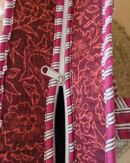 Maroon Bloom Bottle Tote