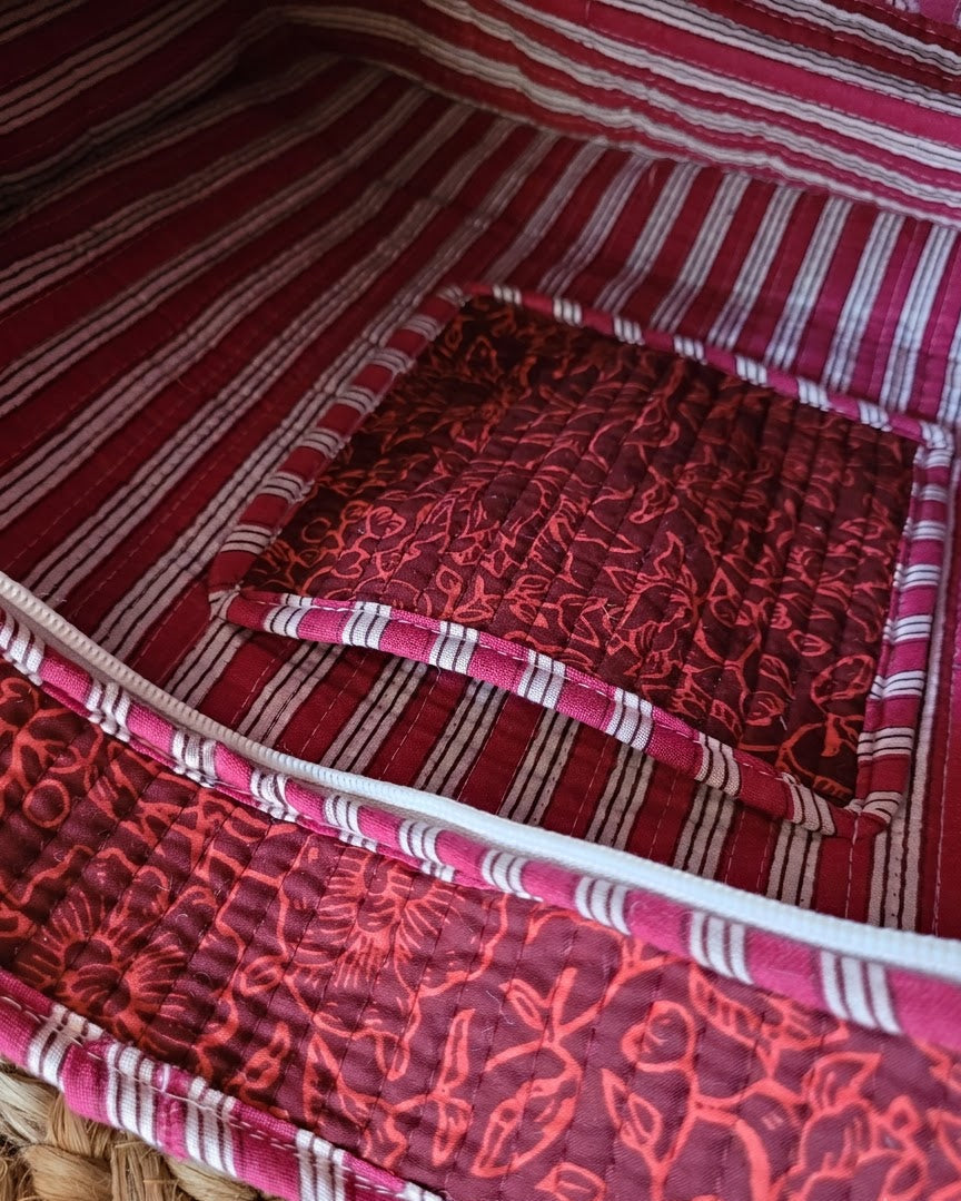 Maroon Bloom Bottle Tote