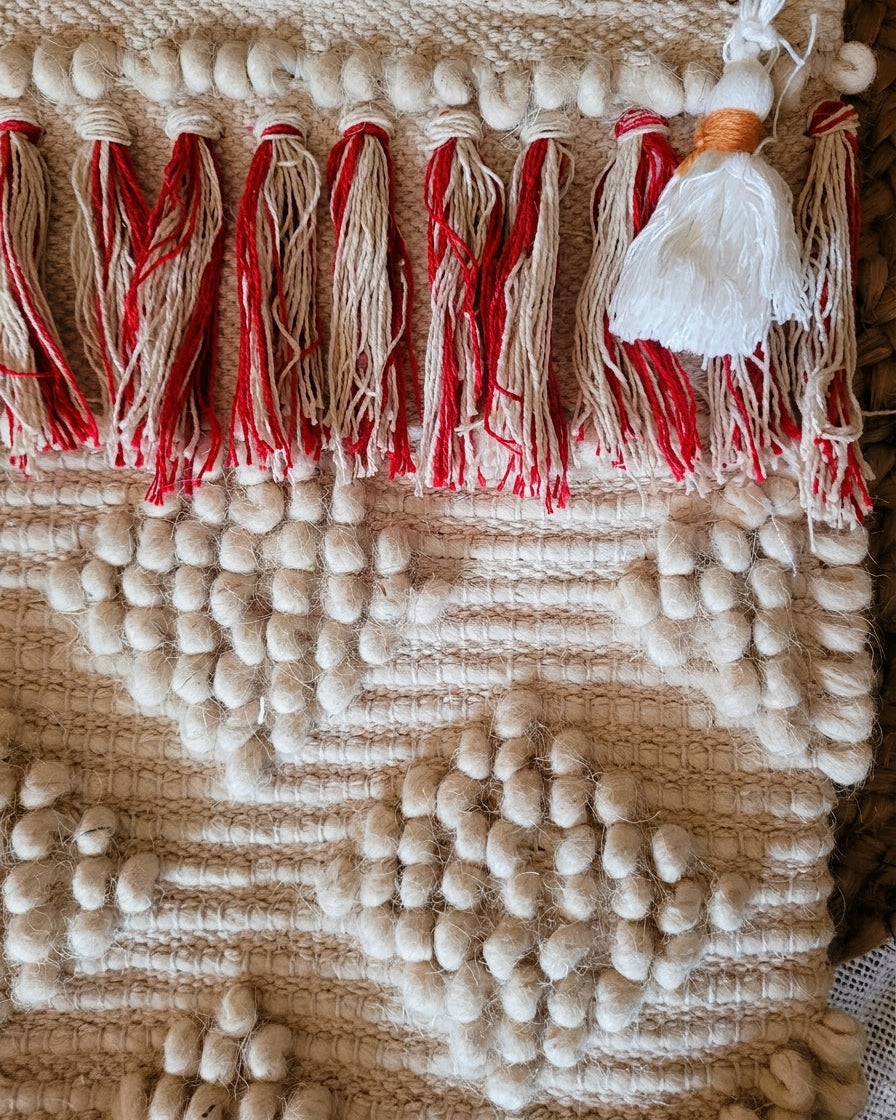 Ivory Fringe Handloom Canvas Tote