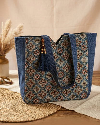 Blue Ajrakh Tote